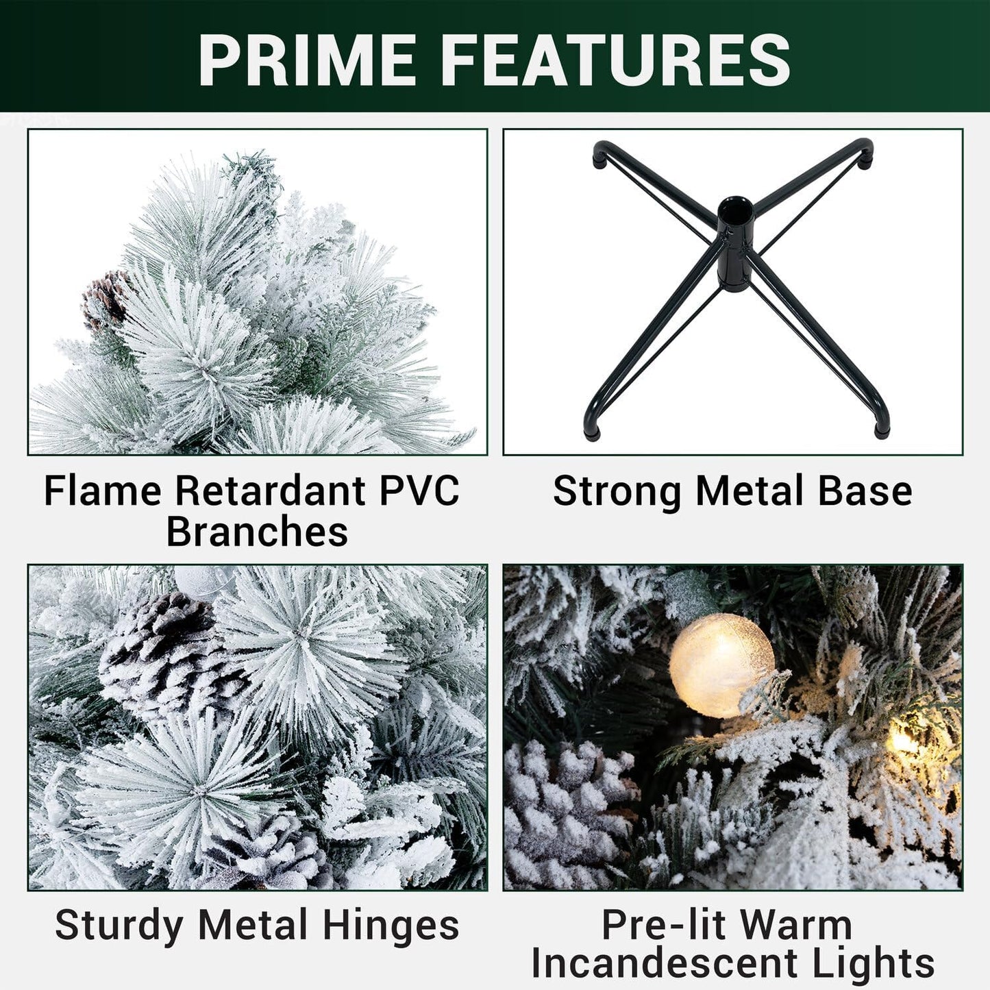 Naomi Home Darla Snowy Christmas Tree 7.5ft/Snow Flocked