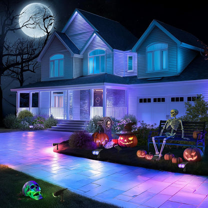 Linkind Solar Lights Outdoor Waterproof IP67, StarRay RGB Solar Spot Lights Outdoor, Color Changing Outdoor Solar Lights for Yard, Garden, Pathway, Decorations (Multicolor, 4 Pack)