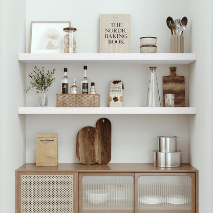 Single Floating Shelves 48 Inches, 48 x 10 inch Deep x 1.8 in Thick, Long Wall Shelves Heavy Duty 80 lbs for Bedroom, Living Room, Kitchen, Office, Modern Shelf Book Home Decor, White