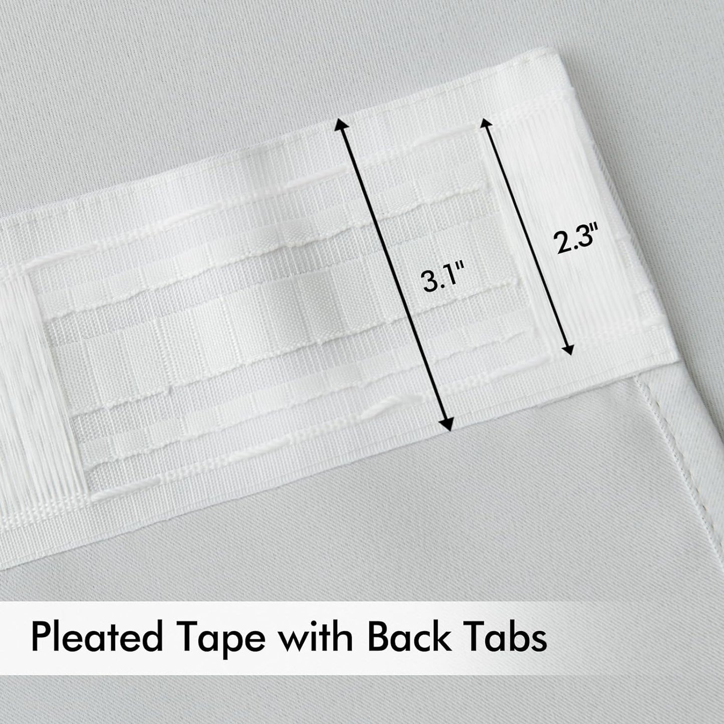 MIULEE Back Tab Light Blocking Curtains 120 Inch Long 2 Panels Set for Living Room Bedroom, Greyish White Rod Pocket/Pinch Pleated Extra Long Thermal Insulated Room Darkening Blackout Curtains/Drapes