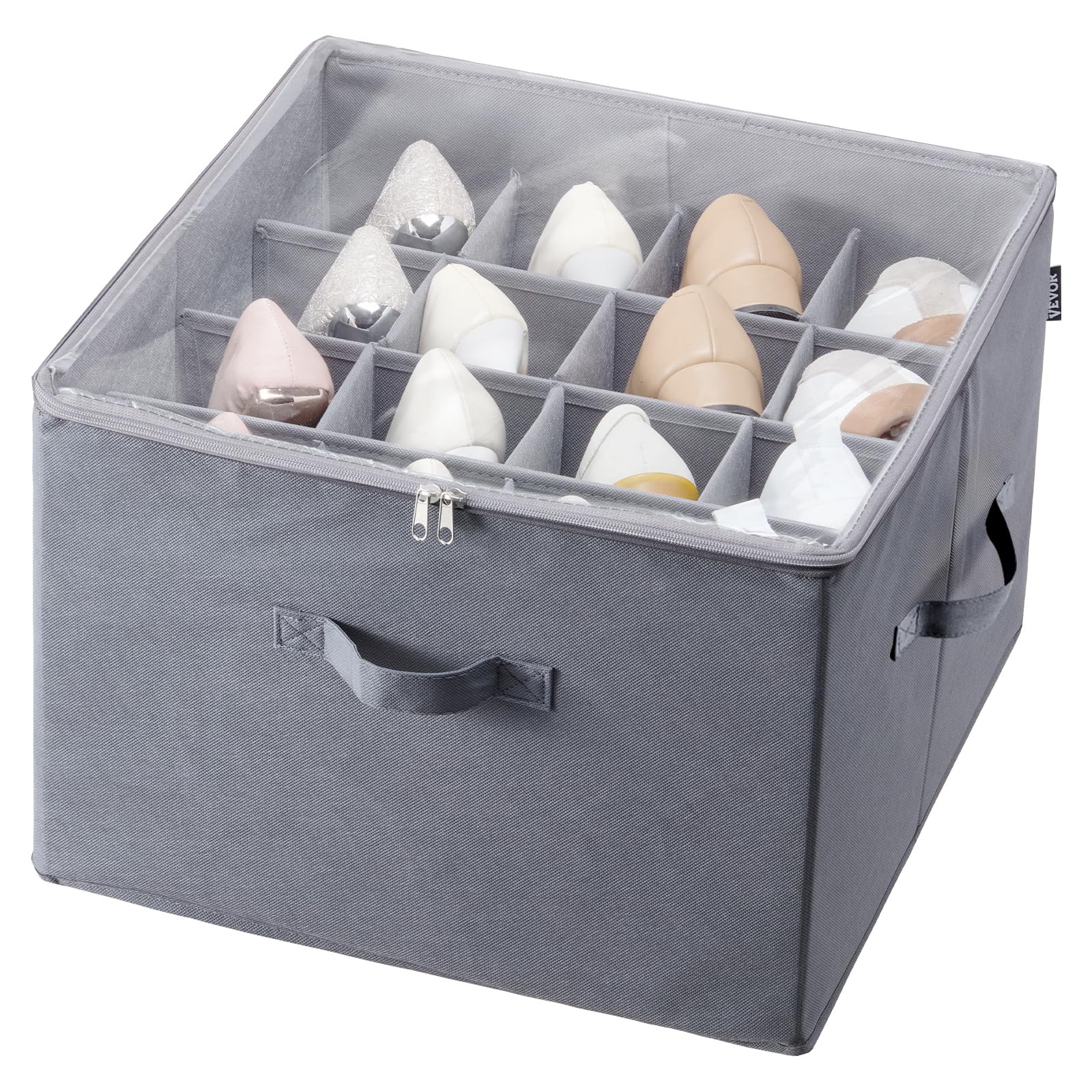 VEVOR Under Bed Shoe Storage Organizer, 1 Pack, 16 Compartments, Underbed Shoe Box Storage