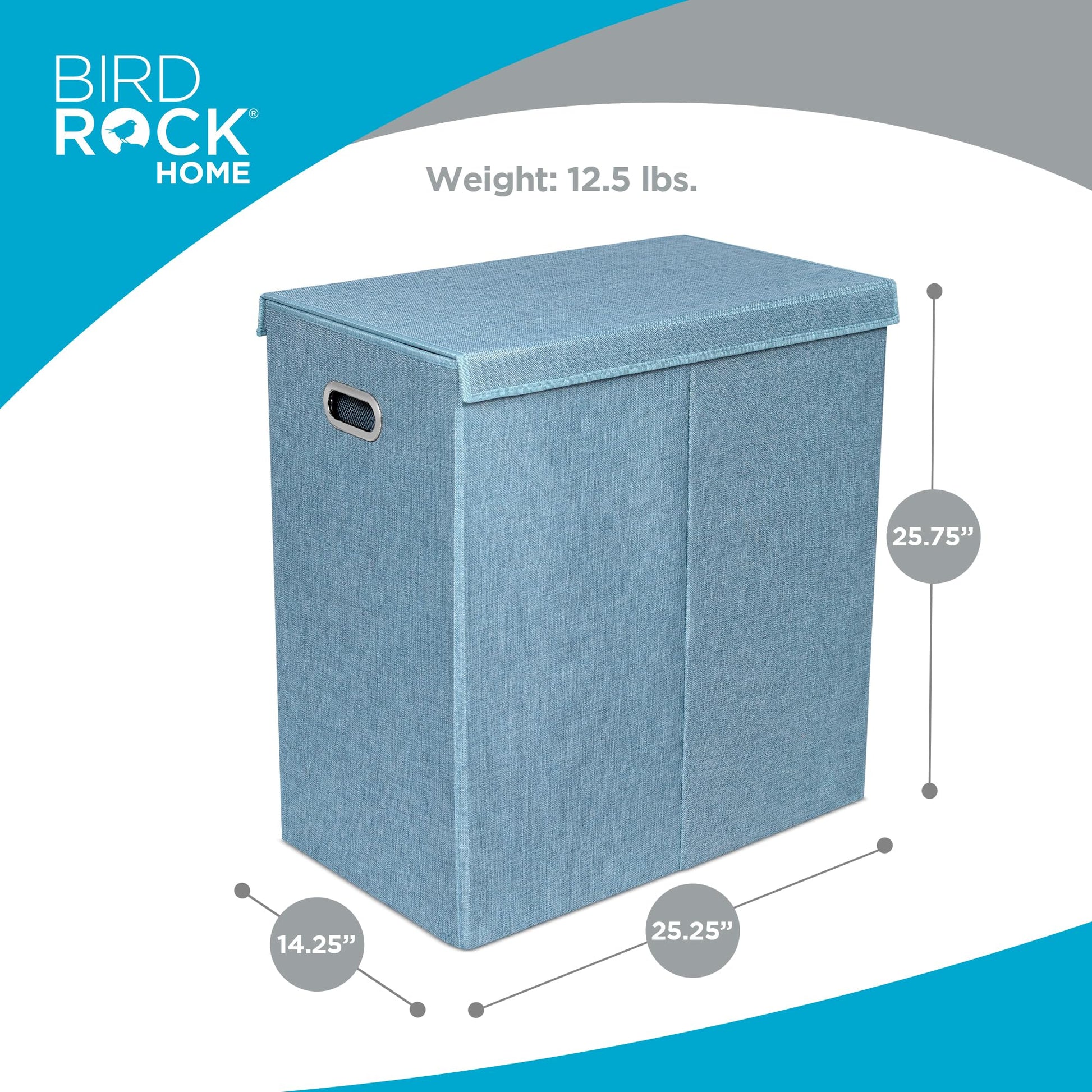 BIRDROCK HOME Laundry Hamper with Lid | Removable Bags for Sorting Clothes | Sectioned Laundry