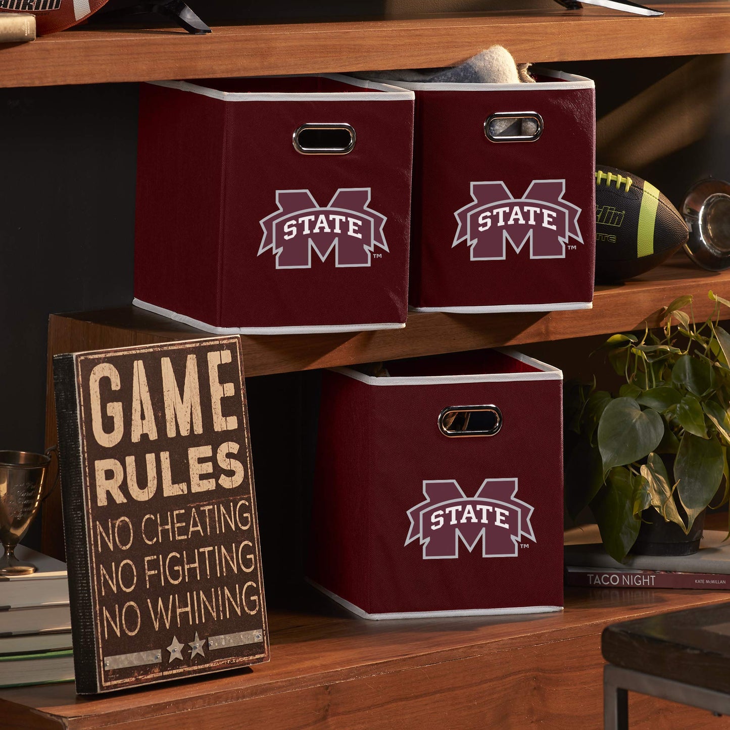 Franklin Sports Mississippi State Bulldogs Collapsible Storage Bin-Made to Fit Storage Bin