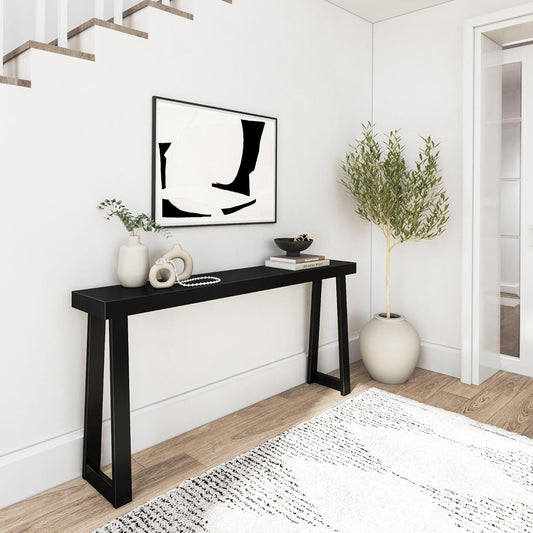 Plank+Beam Solid Wood Console Table, 66 Inch, Sofa Table, Narrow Entryway Table for Hallway, Behind