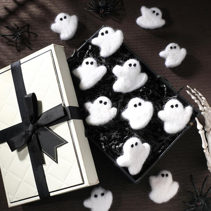 24 Pcs Halloween Felt Ghosts Wool Felted DIY Ornament Ghost for Halloween Party Decoration Home Indoor Outdoor Supplies(White)