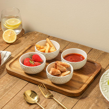 Sureasy Mini Ceramic Dipping Bowls – 4 oz, 3.5 Inch Small Bowls for Sauces & Side Dishes, Microwave & Dishwasher Safe, Set of 4, White