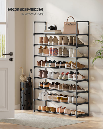 SONGMICS Shoe Rack, 8-Tier Shoe Organizer, Metal Storage Shelf, Upright or Upside Down, for 32-40
