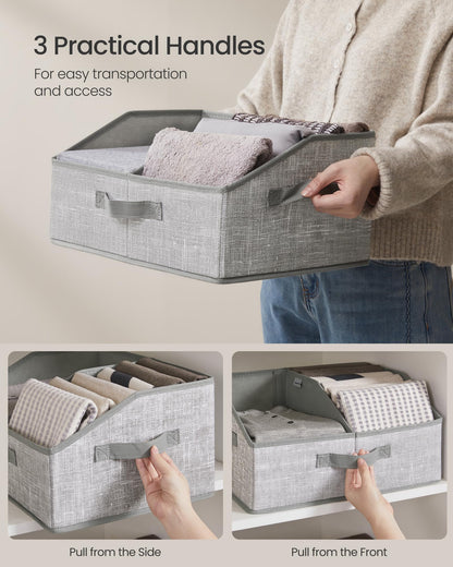 SONGMICS Storage Baskets, Set of 6, Foldable Closet Organizer for Shelves