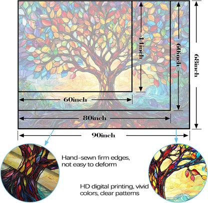 Lunerfex Tree of Life Tapestry Stained Glass Tapestry Wall Decor Tapestries for Bedroom Art Tapestries Wall Hanging for Bedroom Living Room Glass-Tree-01 44"x60"