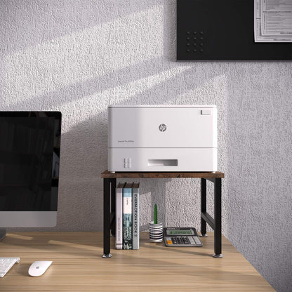 OROPY Vintage Printer Stand Holder - Multi-Purpose Desktop Shelf Storage Organizer for Printers, Fax Machine, Scanner, Office Supplies with Adjustable Anti-Skid Feet