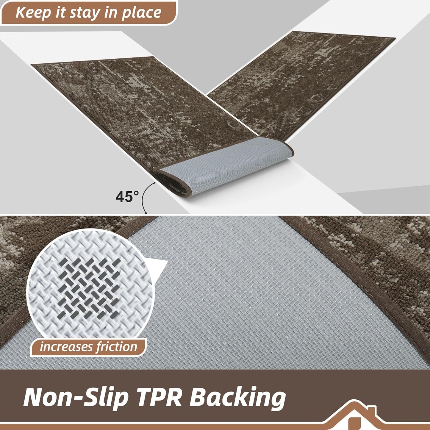 BEQHAUSE Dirt Trapper Door Mat 20"x32" Non-Slip Door Mats Washable Entryway Rugs Stain Resistant Doormat Absorbent Welcome Floor Mat for Front Back Door, Muddy Wet Shoes & Paws,Brown