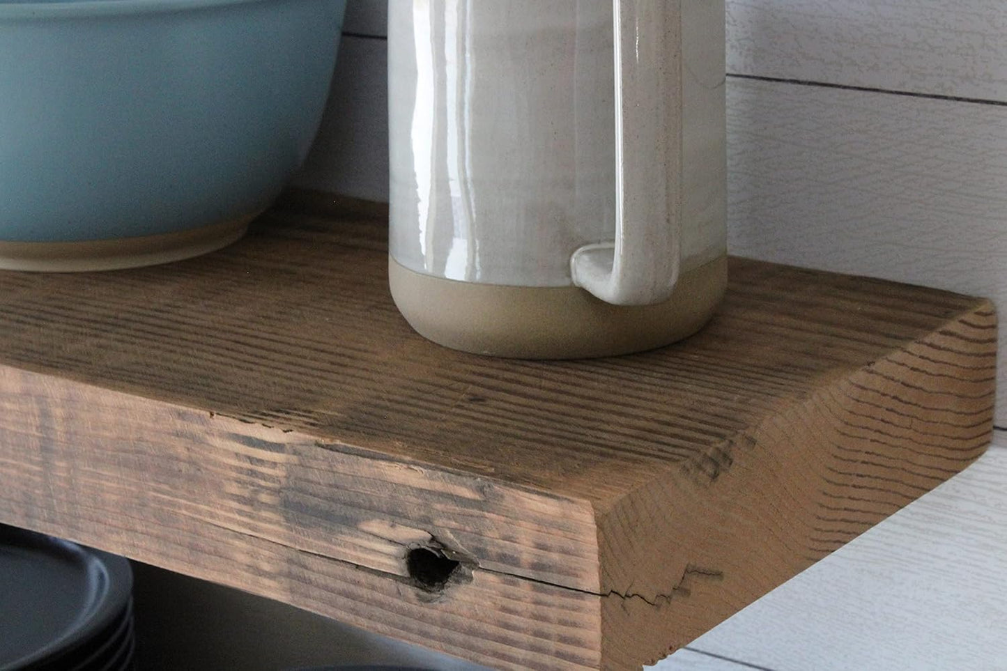 Urban Legacy Reclaimed Barn Joist Deep Floating Shelves | Deep Shelves with Low Profile Shelf Bracket with High Weight Capacity, Set of 2 (36" x 11" x 2.5", Natural)