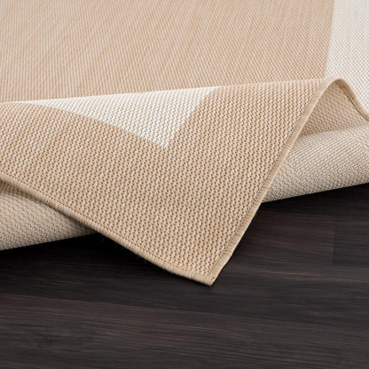 CAMILSON Outdoor Rug 10x14, Large Modern Outside Rugs for Patios Porches Waterproof Durable Washable Non-Shedding, Easy-to-Clean Indoor/Outdoor Area Carpet (10 x 14, Bordered - Beige/White)