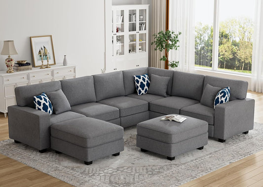 L Lengend Vansen Modular Sectional Sofa U Shaped Couch with Ottoman Modern Reversible Corner