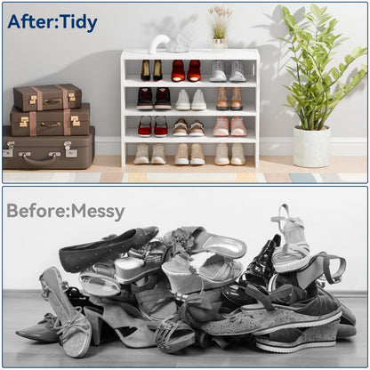 Whitmor Stackable 28" Extra Wide 2-Shelf Storage Organizer, Stackable Wood Combination Shoe