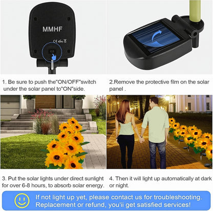 Outdoor Solar Garden Stake Lights,Upgraded LED Solar Powered Light with 3 Sunflower, Waterproof Solar Decorative Lights for Garden, Patio, Backyard (1 Pack 3 Flower)