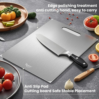 2 Pack Titanium Cutting Board - 100% Pure Titanium Cutting Boards For Kitchen,Easy to clean, Double-sided food-grade Cutting Board For Cutting Meats, Fruits And Vegetables(13 * 9)