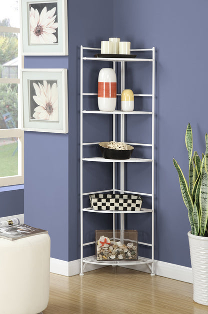 Convenience Concepts Xtra Storage Shelves - 5-Tier Corner Folding Metal Storage Shelves, Closet