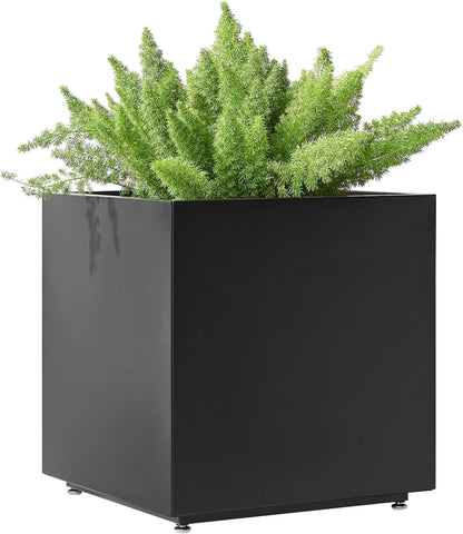 Large Metal Outdoor Planter Box 20Wx20Dx21.5H, Galvanized Steel Cube Planters for Outdoor Plants, Easy Assembly - 5mins Quick Install, Large Square Flower Pot for Patio, Deck, Garden, Yard, Black