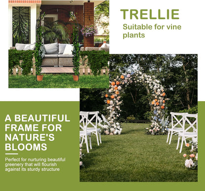 Outvita 7.3FT Garden Arch Arbor, Heavy Duty Metal Arbour Archway, Decorative Frame Stand Trellis with Ground Stakes for Wedding Ceremony Party Plant Climbing Rose Vines Lawn Patio Black