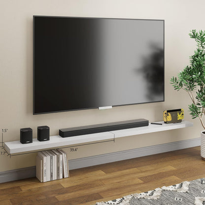 BAMEOS Floating Shelves,40 in W x 8in D Wall Mounted Wooden Shelves with Invisible Brackets Set of 2, Hanging Wall Shelves Decoration for Bedroom, Bathroom, Living Room and Kitchen