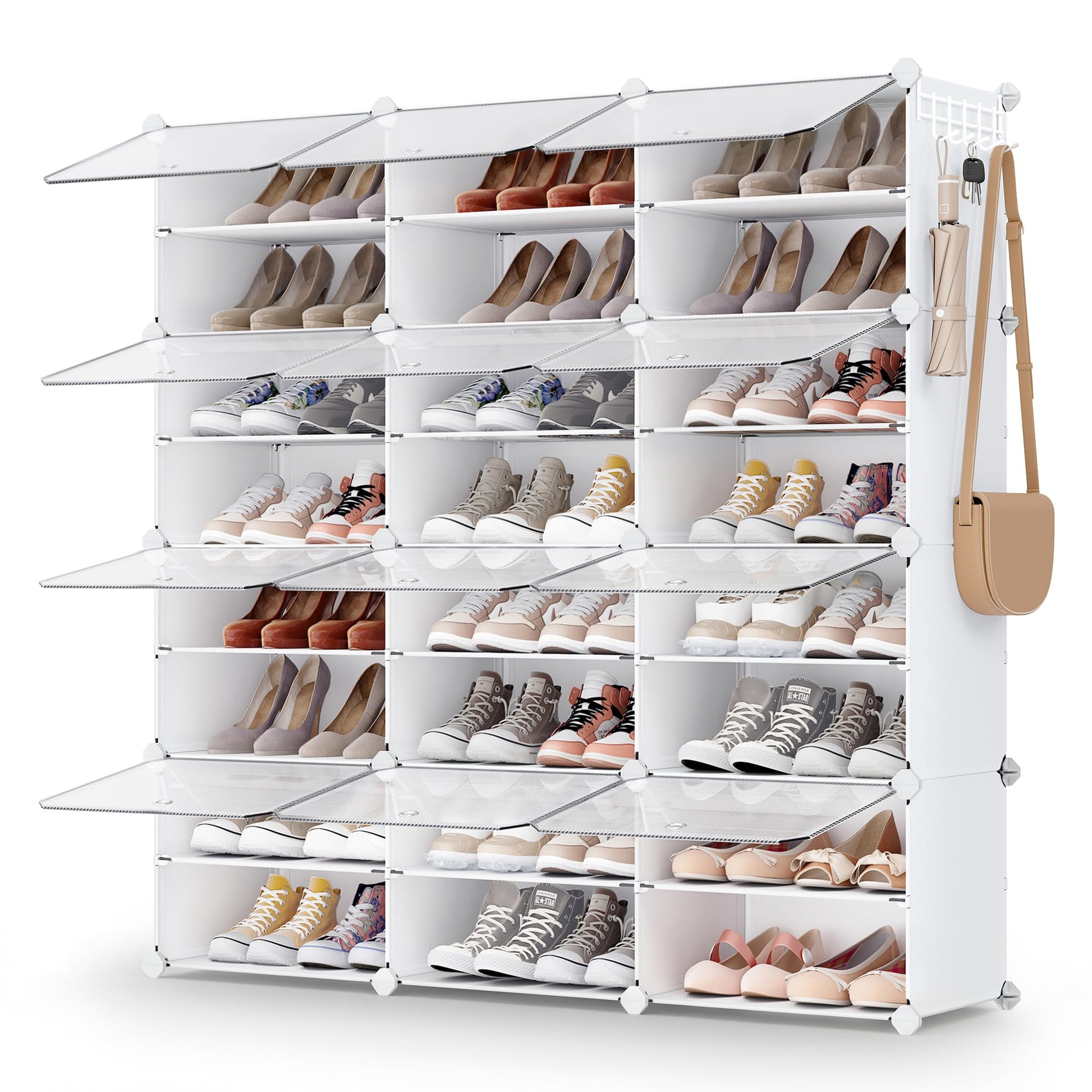 SONGMICS Shoe Rack, 12-Tier with Doors, 48-Pair Storage Cabinet