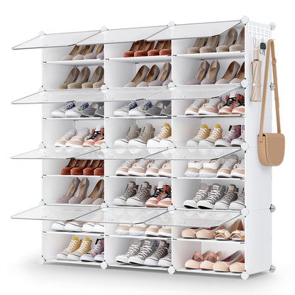 SONGMICS Shoe Rack, 12-Tier with Doors, 48-Pair Storage Cabinet