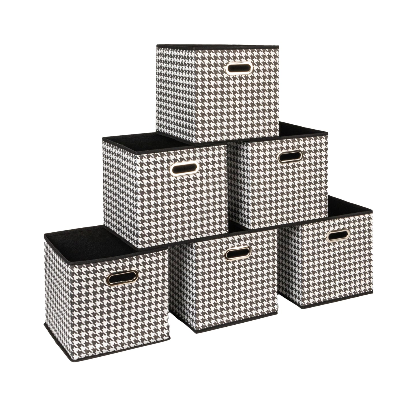 Household Essentials Foldable Fabric Storage Cubes 6-Pack – 11x11x11 Stackable Non-Woven Bins with