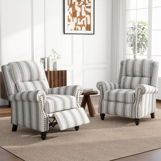UIXE Pushback Recliner Chairs Set of 2, Fabric Armchair Push Back Accent Chair for Living Room