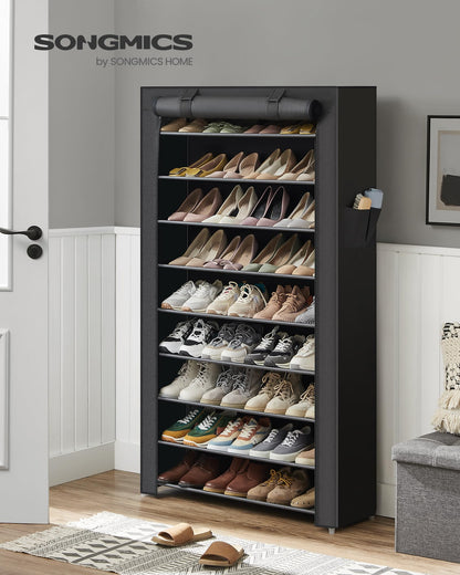 SONGMICS 10-Tier Shoe Rack, Shoe Storage Cabinet with Dustproof Cover, Free-Standing Shoe Storage