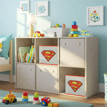 Superman Kids Storage Cubes, 2 Pack Foldable Fabric Bins with Handles, Collapsible Organizer Boxes