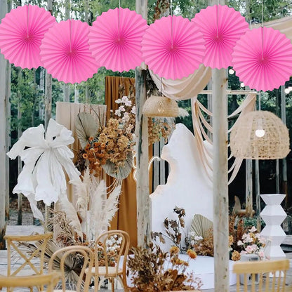 Red Hanging Paper Fans,Red Accessories Paper Decorations for Party,Valentines Day Decorations,Photo Booth Props Decor,16in Hanging Paper Fans 30 Color DIY Set （Magenta）