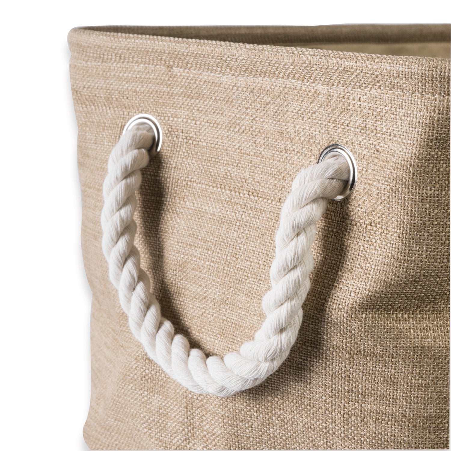 DII, Collapsible Variegated Polyester Storage Bin with Cotton Handles Small Taupe