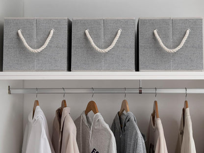 StorageWorks Storage Baskets for Shelves, Foldable Fabric Closet Storage Bins with Handles, Fabric Storage Bins Clothes Organizer, Gray, 3-Pack, Extra Large