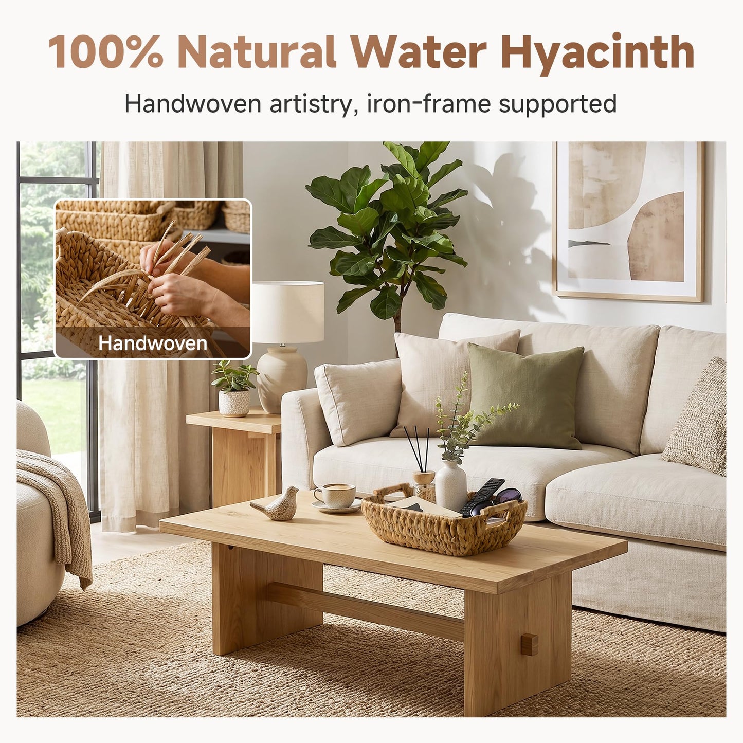 StorageWorks Wicker Baskets for Organizing, Water Hyacinth Storage Baskets