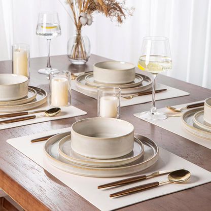 AmorArc Ceramic Dinnerware Sets, Handmade Reactive Glaze Stoneware Plates and Bowls Sets,Highly Chip and Crack Resistant | Dishwasher & Microwave Safe Dishes Set, Service for 4 (12pc)