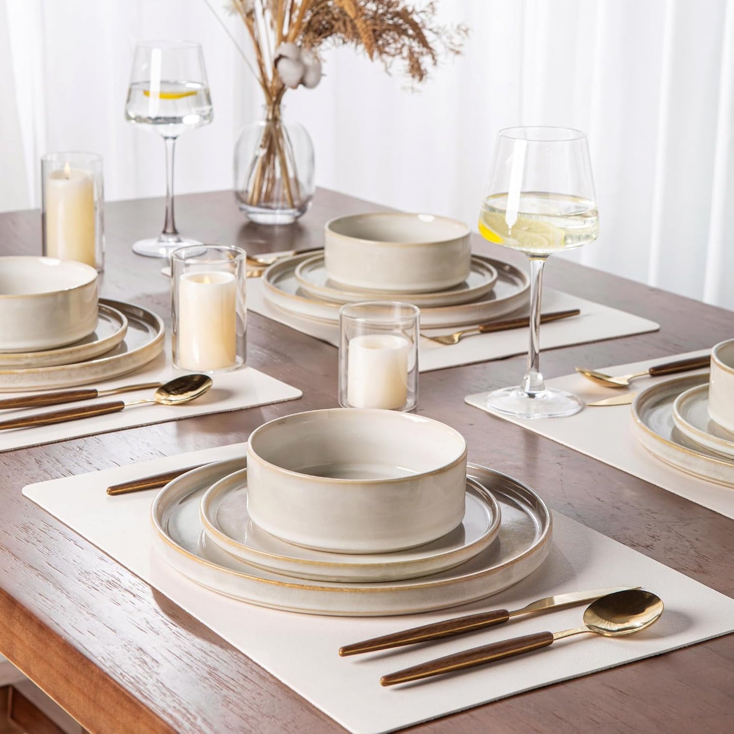 AmorArc Ceramic Dinnerware Sets, Handmade Reactive Glaze Stoneware Plates and Bowls Sets,Highly Chip and Crack Resistant | Dishwasher & Microwave Safe Dishes Set, Service for 6 (18pc)