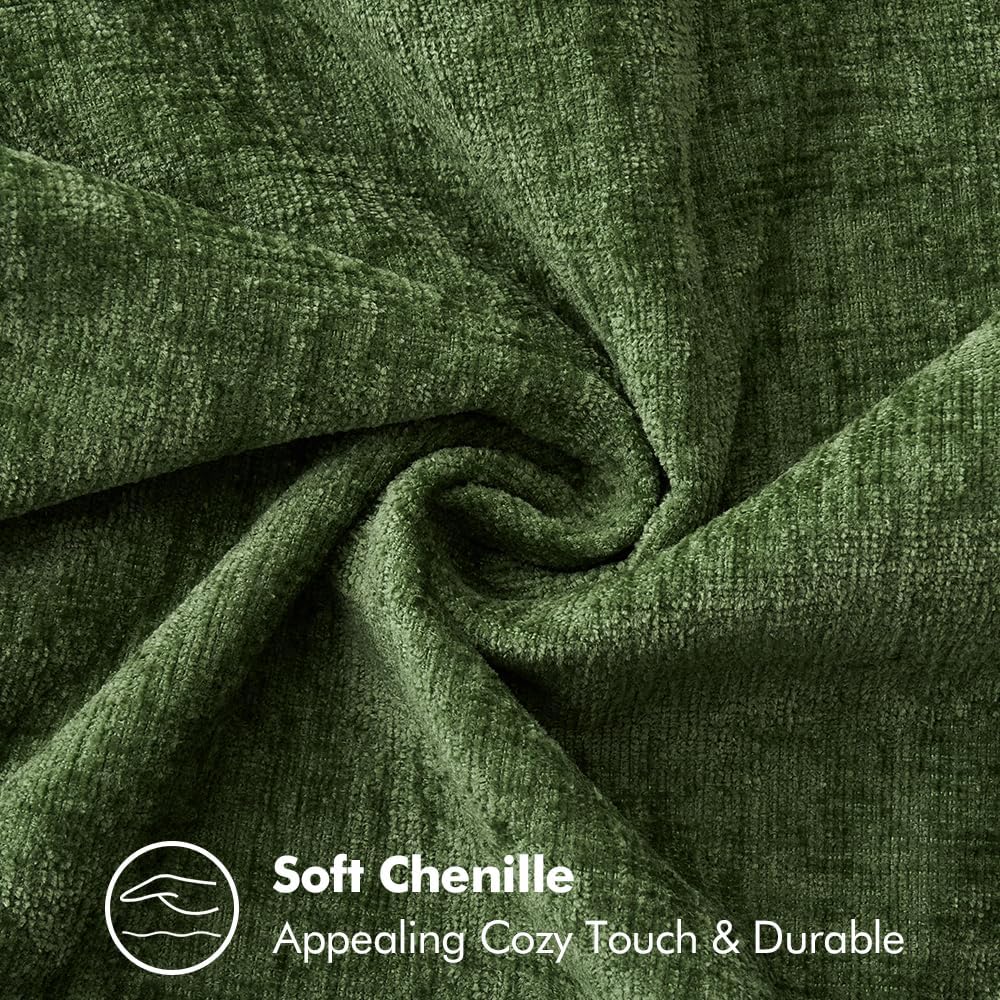 MIULEE Pack of 2 Christmas Pillow Covers 16x16 Inch Moss Green Farmhouse Decorative Throw Pillow Covers with Stitched Edge Soft Chenille Solid Dyed Couch Pillow Covers for Sofa Bed Living Room