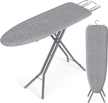 SONGMICS Ironing Board, Foldable Iron Board, Height Adjustable up to 35 Inches, with 4 Layered Cover and Pad, Iron Rest, Hook, Steel X-Legs, for Home, Laundry Room, Dorm, Dove Gray ULLB001G01