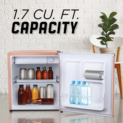 IBCR17BLS Compact, Energy Star Certified Small, Single Door Mini Fridge with Freezer Refrigerator, Standard (1.7 cu ft), Blush Red
