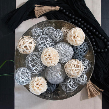 ANDALUCA Decorative Balls Bag Bowl Filler Home Decor (Silver)