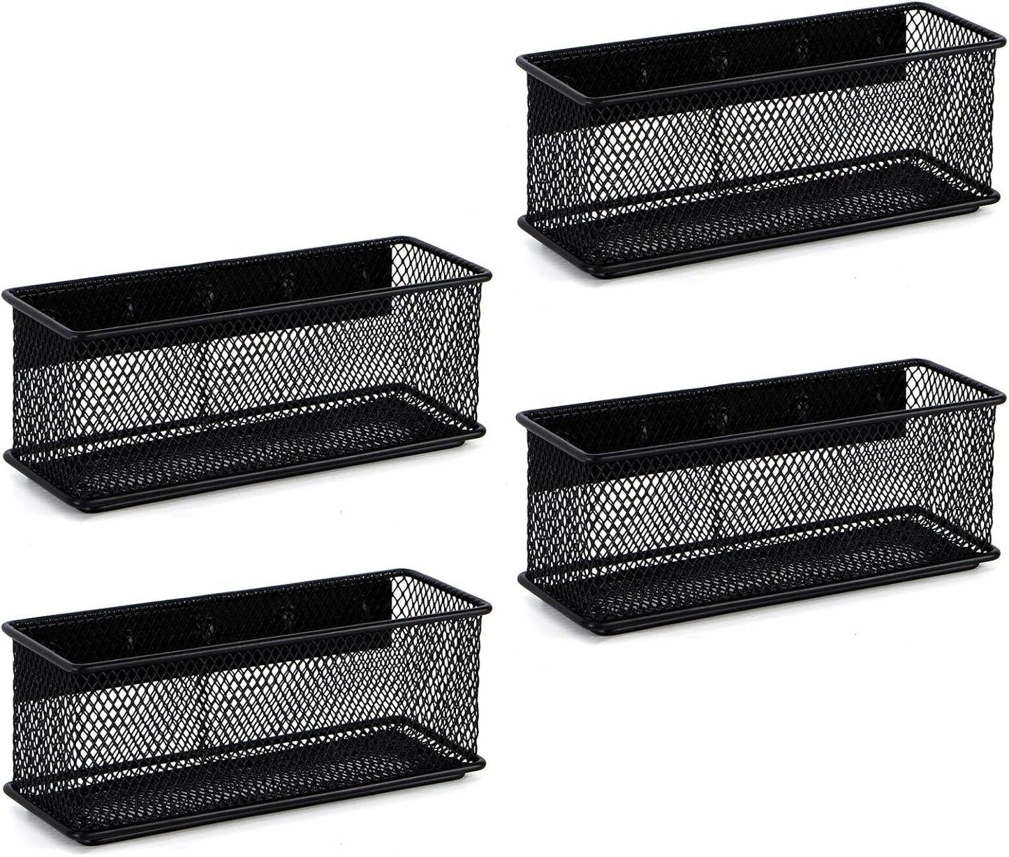 6.29'' × 2.28'' × 2.48 Black Magnetic Basket for Refrigerator Magnetic Organizer Holder Locker Organizer for Home Office Accessories Magnetic Basket for Whiteboard,Set of 4