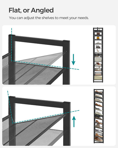 SONGMICS Shoe Rack, 12-Tier Shoe Organizer, Metal Shoe Storage for Garage, Entryway, Set of 2