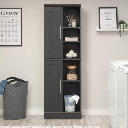 Sauder HomePlus Multi-Room Storage Cabinet with Adjustable Shelves and Door Positioning, Kitchen Laundry Bathroom Pantry Storage Cabinet, in Raven Oak Finish