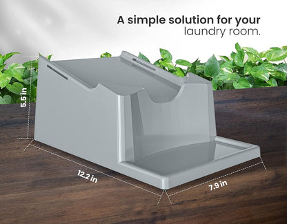 TidyFriend 2 Pack Liquid Laundry Detergent Holder Stand with Drip Tray & Rubber-Grip Feet, Stand for Laundry Room Organization and Storage, Fabric Softener Dispenser with Cup Holder (Grey)