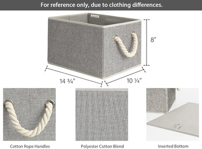 StorageWorks Storage Baskets for Shelves, Foldable Fabric Closet Storage Bins with Handles, Fabric Storage Bins Clothes Organizer, Gray, 3-Pack, Large