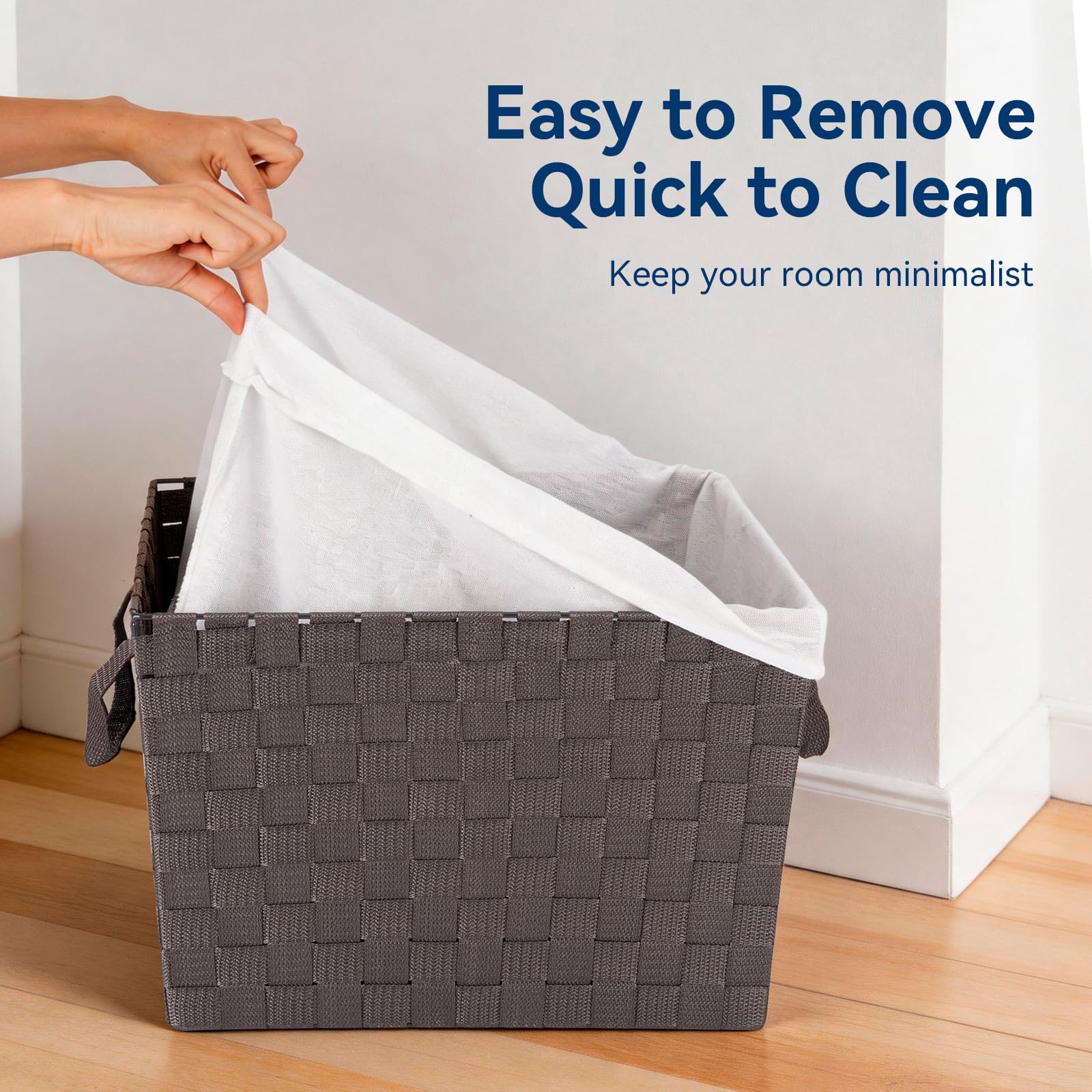 Whitmor Woven Strap Storage Tote Basket with Liner - Espresso