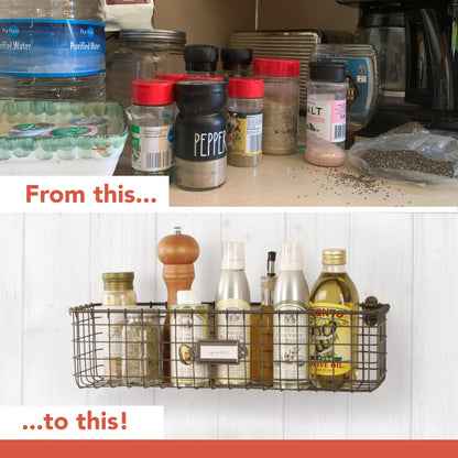 Spectrum Diversified-15924 Vintage Basket, Rustic Farmhouse Kitchen Storage Cabinet & Pantry