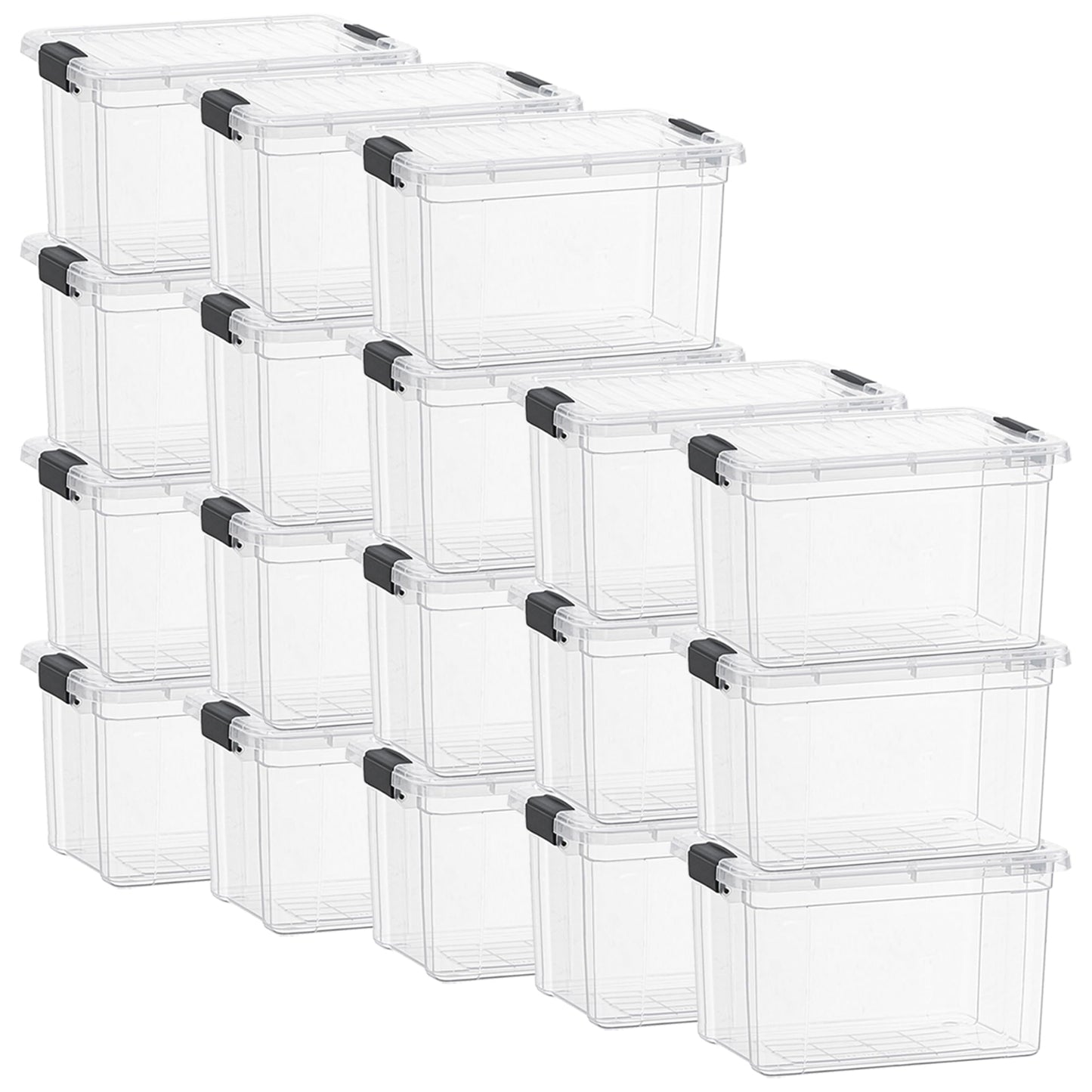 Superio Storage Bins with Lids- Clear Boxes for Organizing, Stackable Plastic Containers- BPA Free