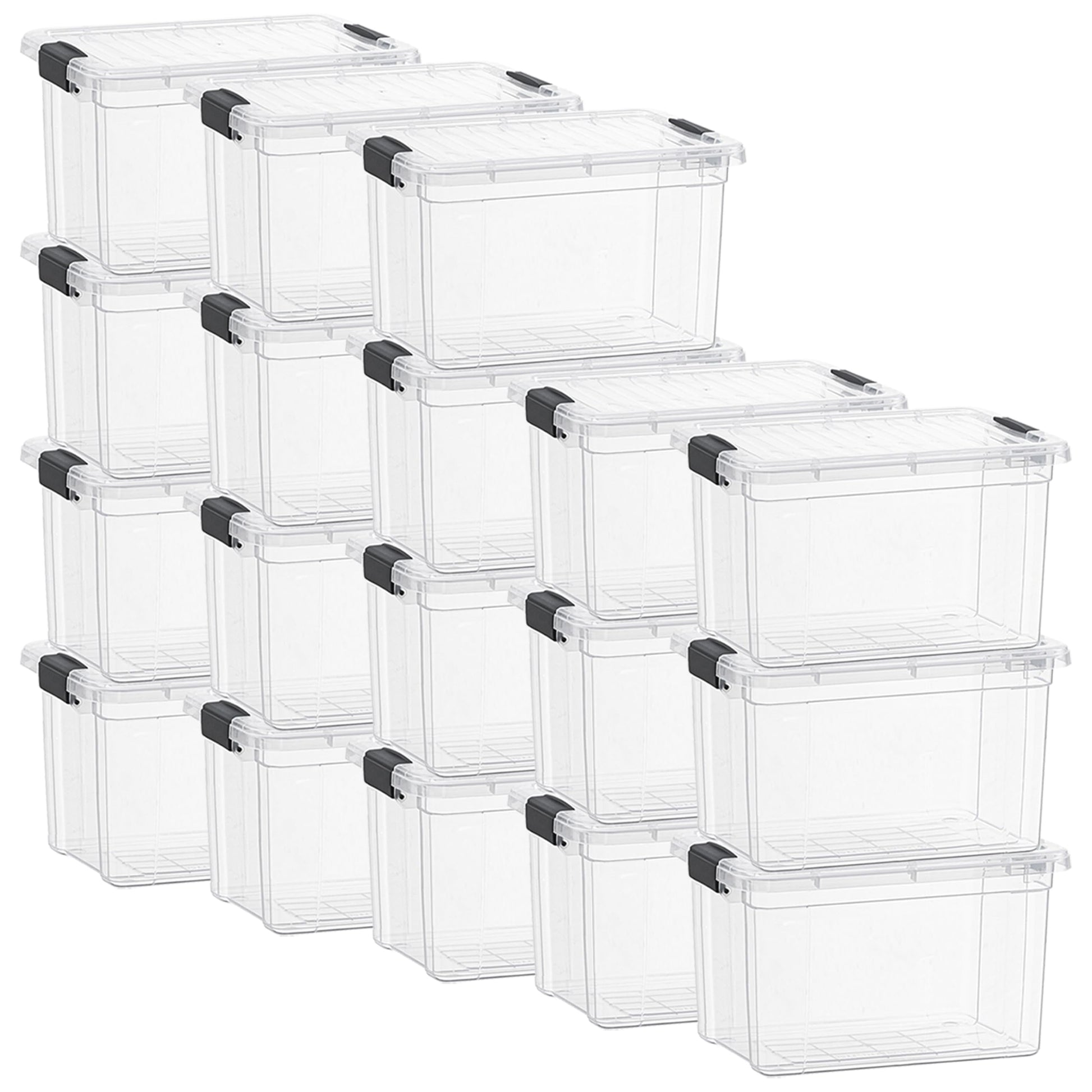 Superio Storage Bins with Lids- Clear Boxes for Organizing, Stackable Plastic Containers- BPA Free